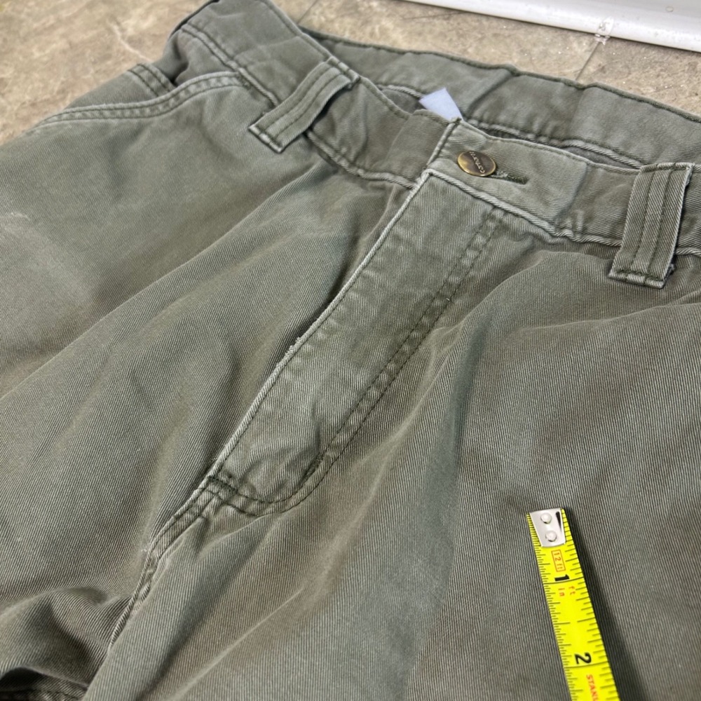 Carhartt Carpenter Work Pants Mens 32x34 Moss Green Canvas Utility - Picture 10 of 11